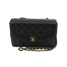 Load image into Gallery viewer, Chanen Diana Lambskin black quilted flap
