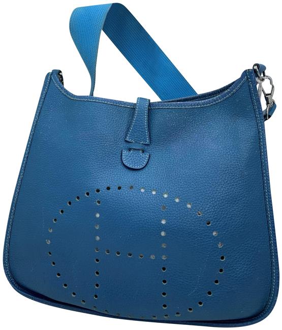 Hermès Evelyne Jean Togo Blue Leather Shoulder Bag